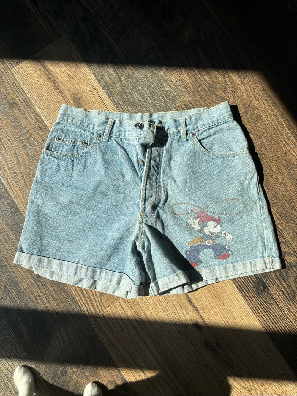 Vintage Light Blue Denim Disney Shorts  Mickey Mouse Graphic